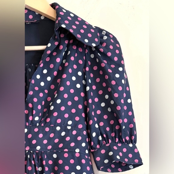 BSTSEY JOHNSON Vintage 100% Silk Retro Feminine Polka Dots Y2K Babydoll Dress 0 - Picture 5 of 10